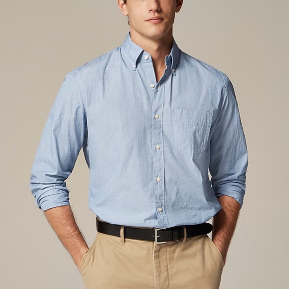 J. Crew Secret Wash‎ cotton poplin shirt Large Blue - Picture 2 of 12